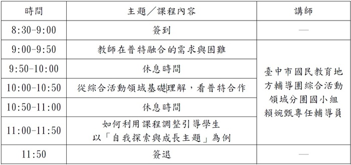 綜合活動與特殊教育跨域課程調整實務分享圖片